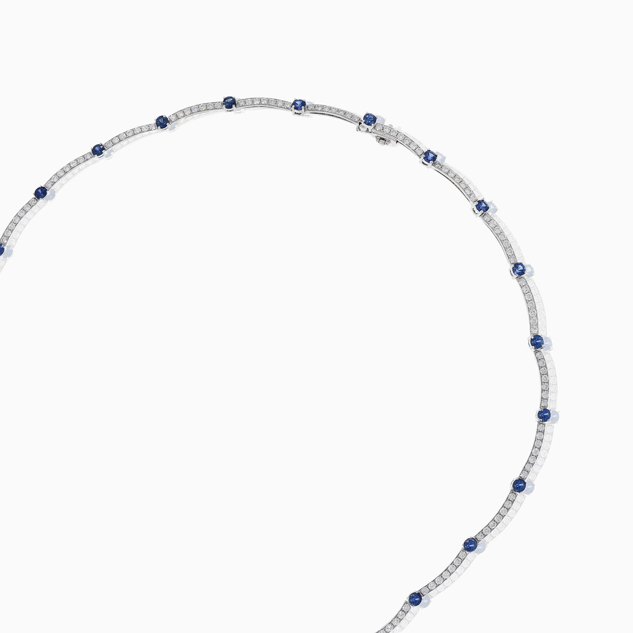 18KT White Gold Blue Sapphire And Diamond Necklace