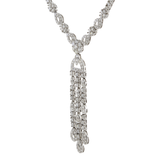 18KT White Gold Lariat Cluster Diamond Necklace