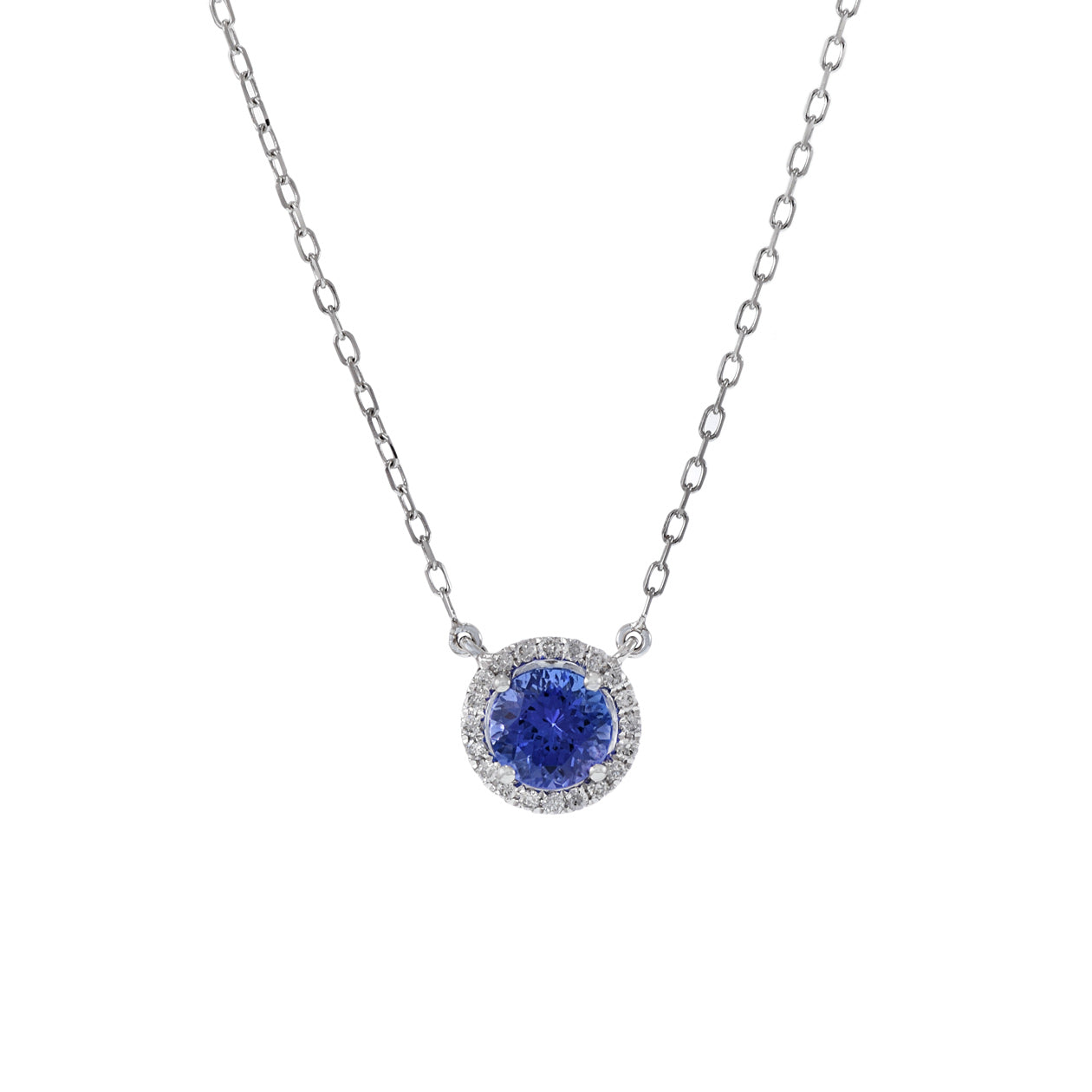 18KT White Gold Tanzanite And Diamond Necklace