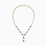 18KT Yellow Gold Jade and Diamond Necklace