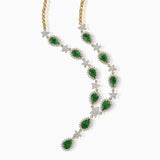 18KT Yellow Gold Jade and Diamond Necklace