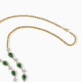 18KT Yellow Gold Jade and Diamond Necklace