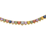 18KT Yellow Gold Multi-Color Sapphire and Diamond Tennis Necklace