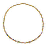 18KT Yellow Gold Multi-Color Sapphire and Diamond Tennis Necklace