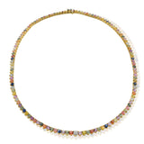 18KT Yellow Gold Multi-Color Sapphire and Diamond Tennis Necklace