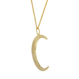 18KT Yellow Gold Crescent Moon Diamond Pendant with Chain