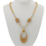 Estate Italian 18KT Yellow Gold Mesh Diamond Drop Necklace