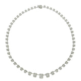 18KT White Gold Graduated Emerald & Multi-Cut Diamond Necklace