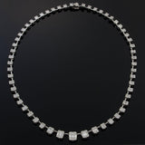 18KT White Gold Graduated Emerald & Multi-Cut Diamond Necklace