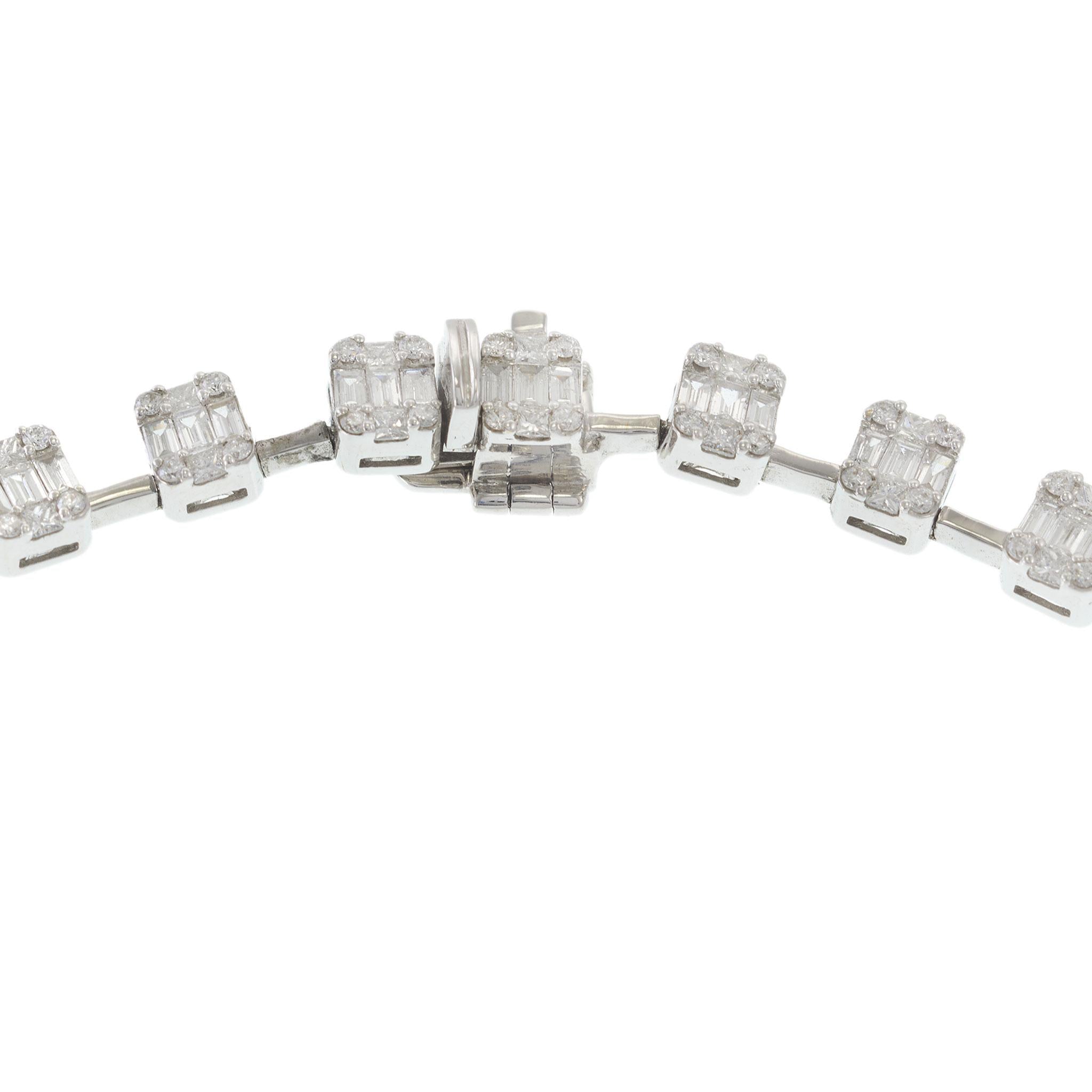 18KT White Gold Graduated Emerald & Multi-Cut Diamond Necklace