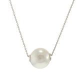14KT White Gold 9MM White South Sea Pearl Adjustable Necklace