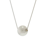 14KT White Gold 9MM White South Sea Pearl Adjustable Necklace