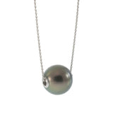 14KT White Gold 9–10MM Tahitian Grey Pearl Adjustable Necklace