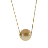 14KT Yellow Gold 9.8MM Golden South Sea Pearl Adjustable Necklace
