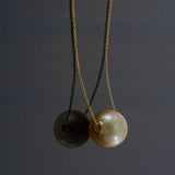 14KT Yellow Gold 9.8MM Golden South Sea Pearl Adjustable Necklace