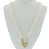 14KT Two-Tone Gold Marquise and Round Diamond V-Pendant on Akoya Pearl Strand
