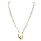 14KT Two-Tone Gold Marquise and Round Diamond V-Pendant on Akoya Pearl Strand