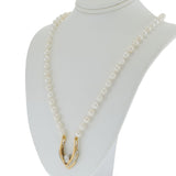 14KT Two-Tone Gold Marquise and Round Diamond V-Pendant on Akoya Pearl Strand