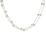 White Gold Paperclip Chain Tin Cup Pearl Necklace