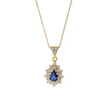 14KT Yellow Gold Pear Shaped Sapphire And Diamond Necklace