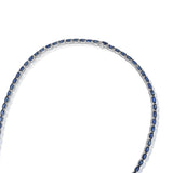 18KT White Gold Oval Cut Blue Sapphire Tennis Necklace