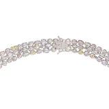 18KT White Gold Multi-Cut Sapphire and Diamond Bib Necklace