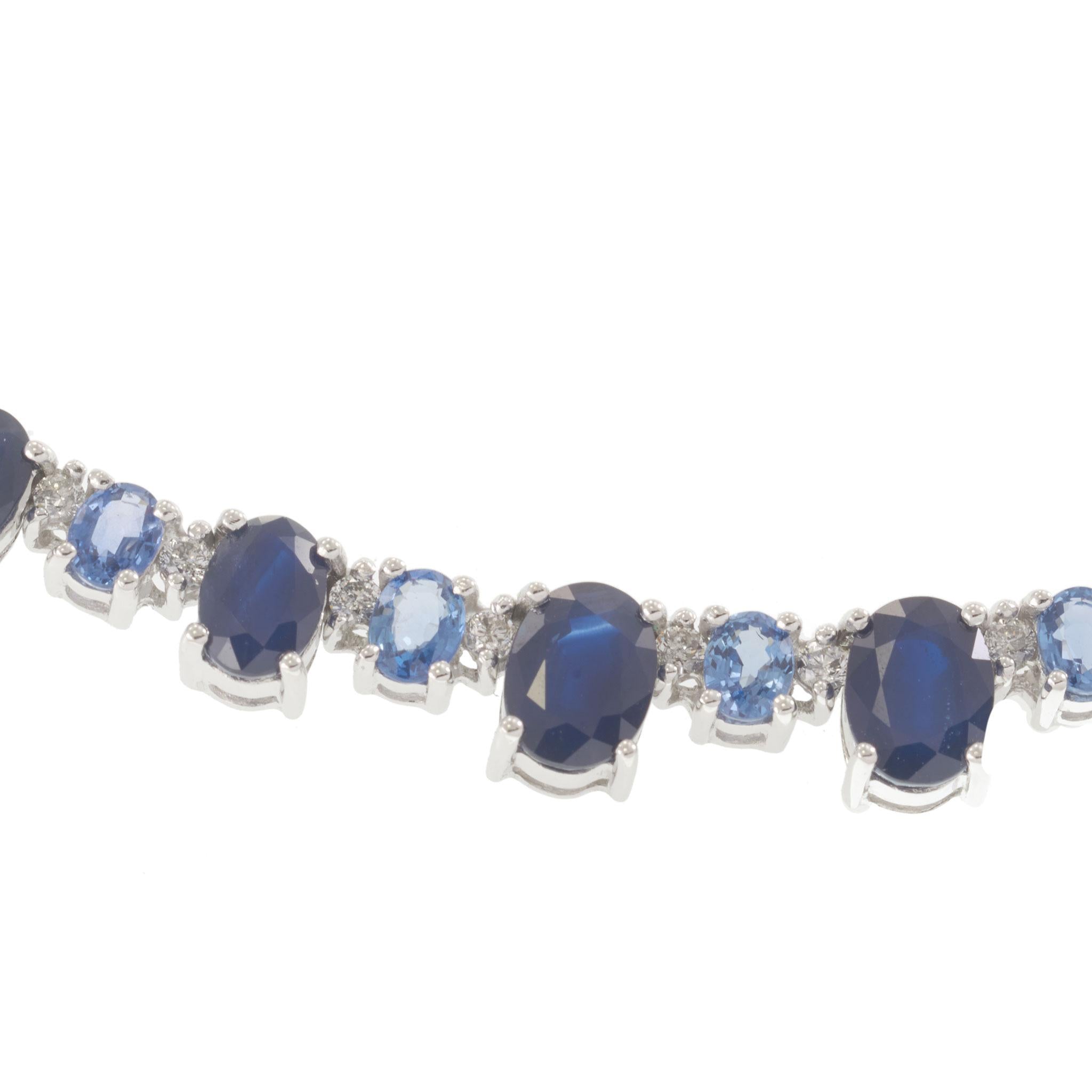 Vintage 14KT White Gold Sapphire and Diamond Necklace