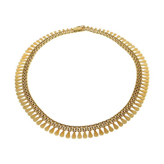 Antique Victorian Era 18KT Yellow Gold Cleopatra Bib Necklace