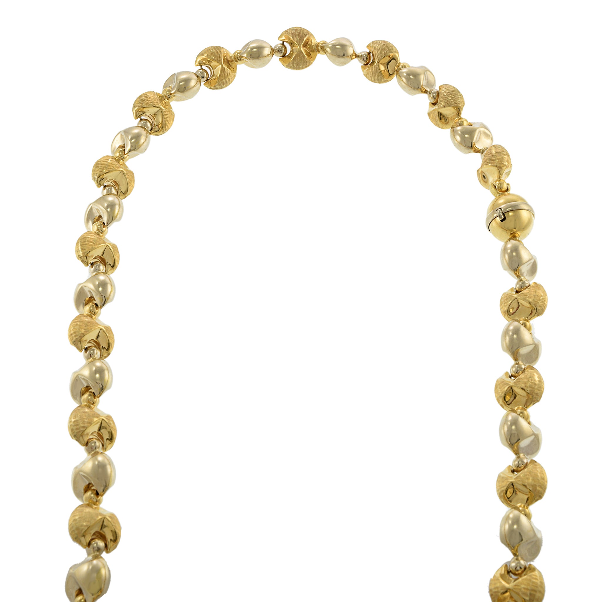 Vintage Retro 14KT Yellow Gold Italian Ball Link Necklace with Removable Bracelet