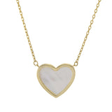 14KT Yellow Gold Mother of Pearl Heart Pendant with Chain