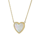 14KT Yellow Gold Mother of Pearl Heart Pendant with Chain