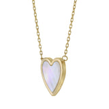 14KT Yellow Gold Mother of Pearl Heart Pendant with Chain