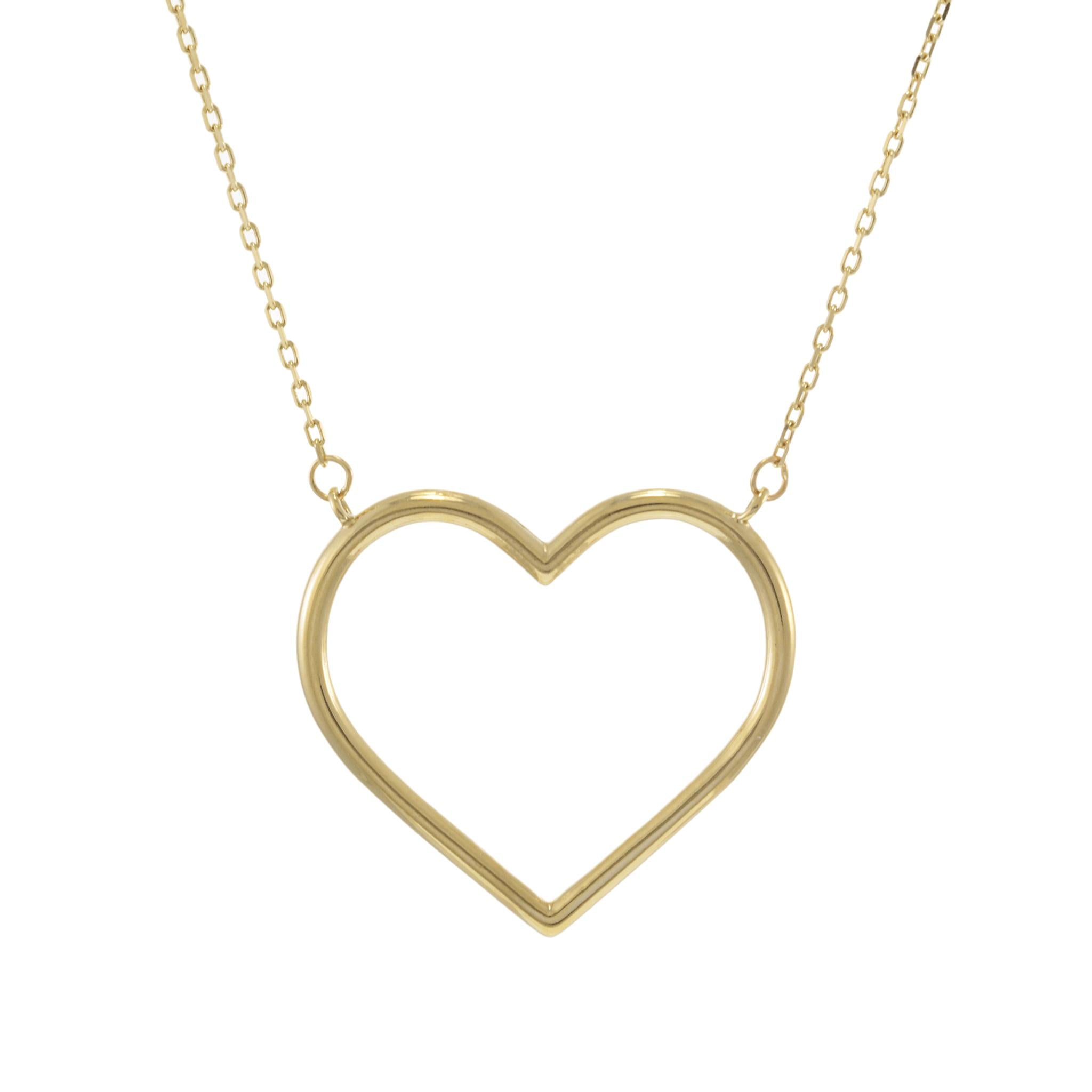 14KT Yellow Gold Heart Pendant Adjustable Necklace (16"-18")