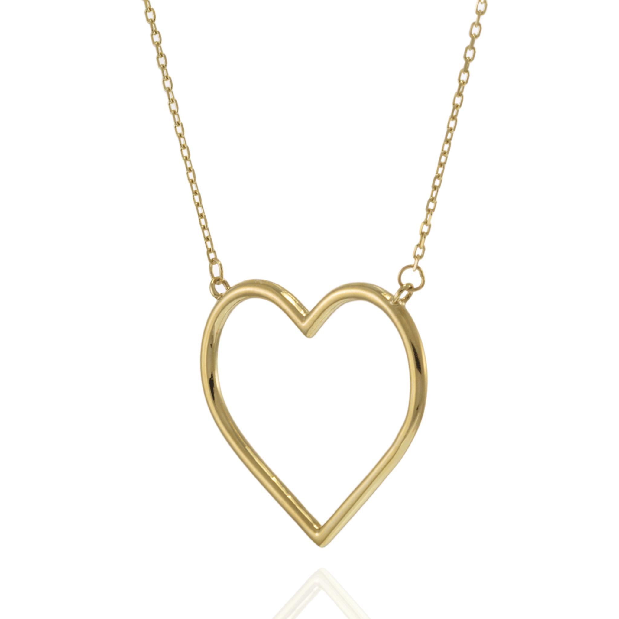 14KT Yellow Gold Heart Pendant Adjustable Necklace (16"-18")