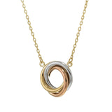 14KT Tri-Color Gold Love Knot Circles Necklace