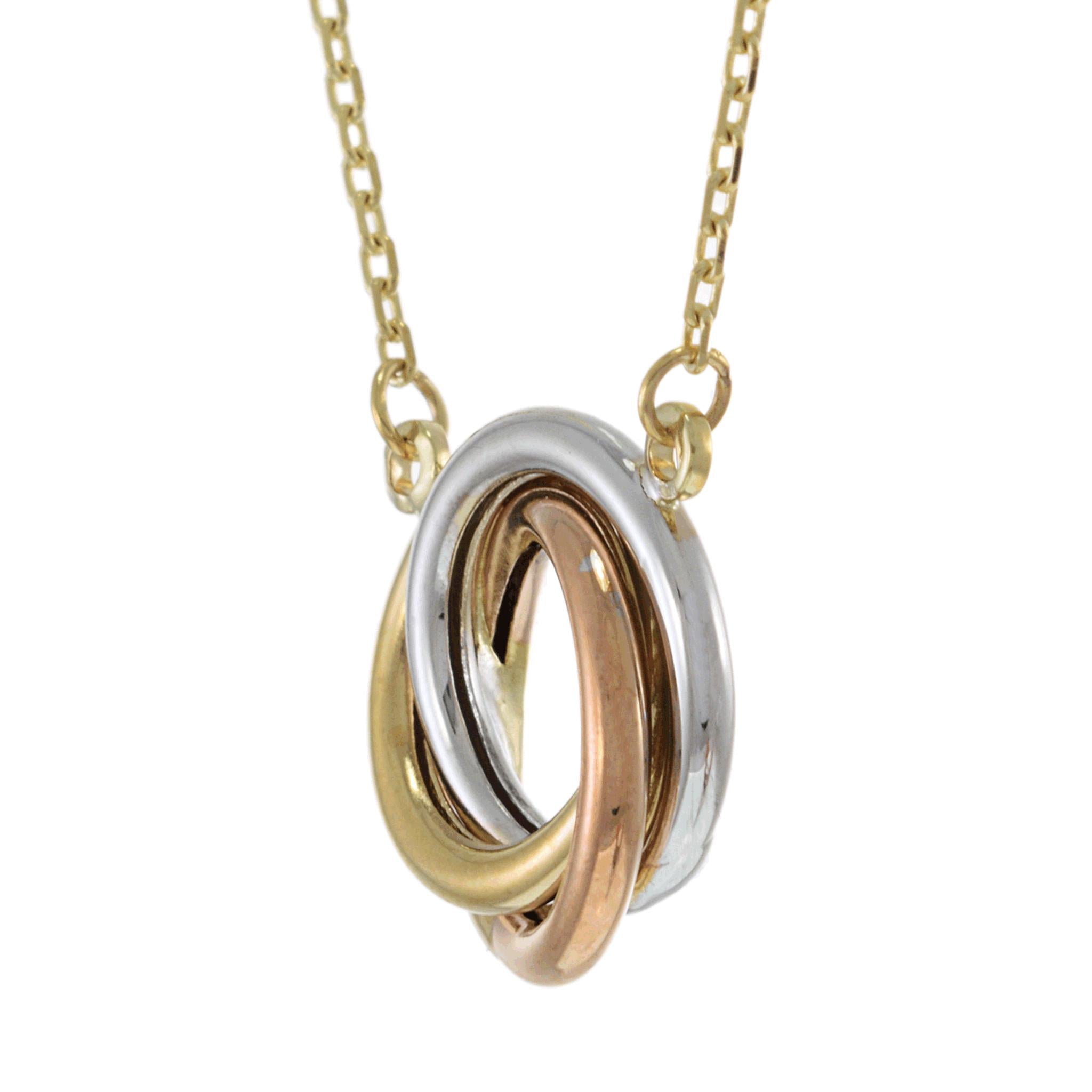 14KT Tri-Color Gold Love Knot Circles Necklace