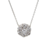 14KT White Gold Round Cluster Diamond Necklace