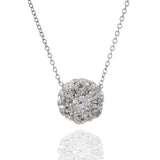 14KT White Gold Round Cluster Diamond Necklace