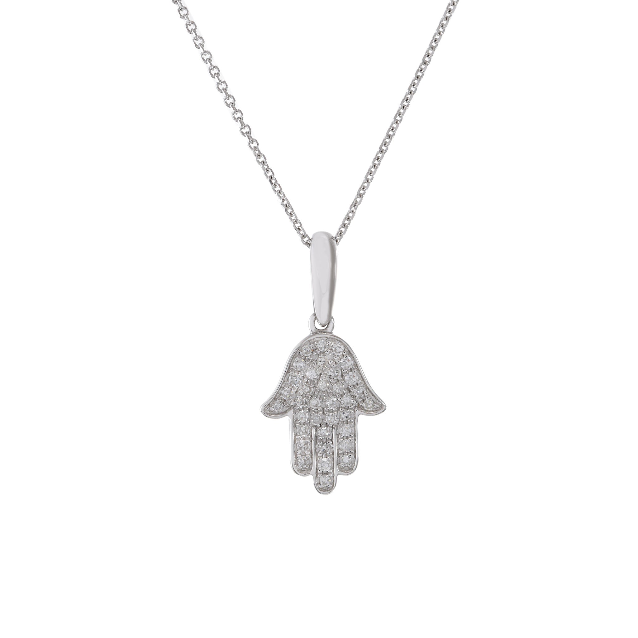 14KT White Gold Hamsa Diamond Pendant