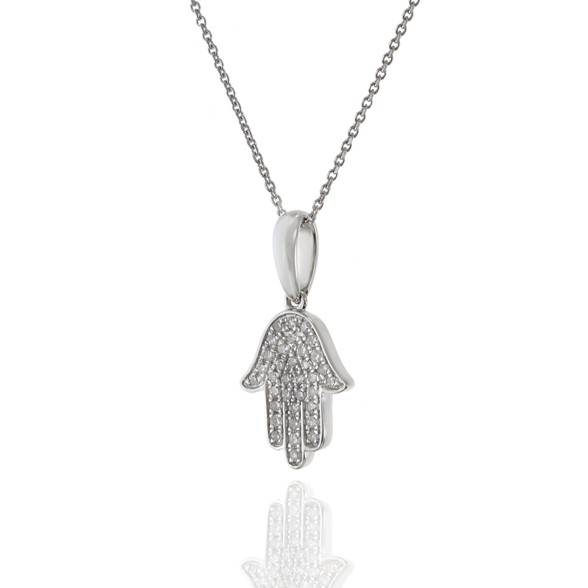 14KT White Gold Hamsa Diamond Pendant