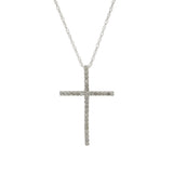 14KT White Gold Diamond Cross Necklace