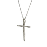 14KT White Gold Diamond Cross Necklace