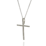 14KT White Gold Diamond Cross Necklace