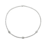 Vintage Retro Era 14KT White Gold Round Cut Diamond Link Necklace