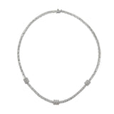 Vintage Retro Era 14KT White Gold Round Cut Diamond Link Necklace