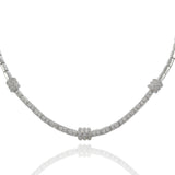 Vintage Retro Era 14KT White Gold Round Cut Diamond Link Necklace