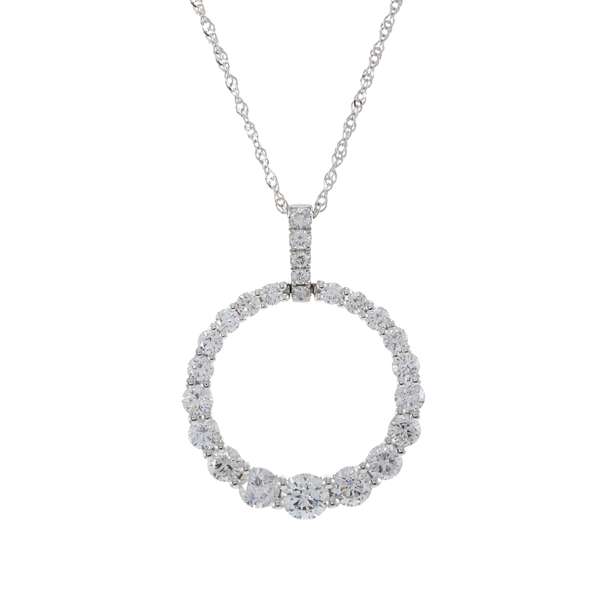 18KT White Gold Graduated Circle Diamond Pendant