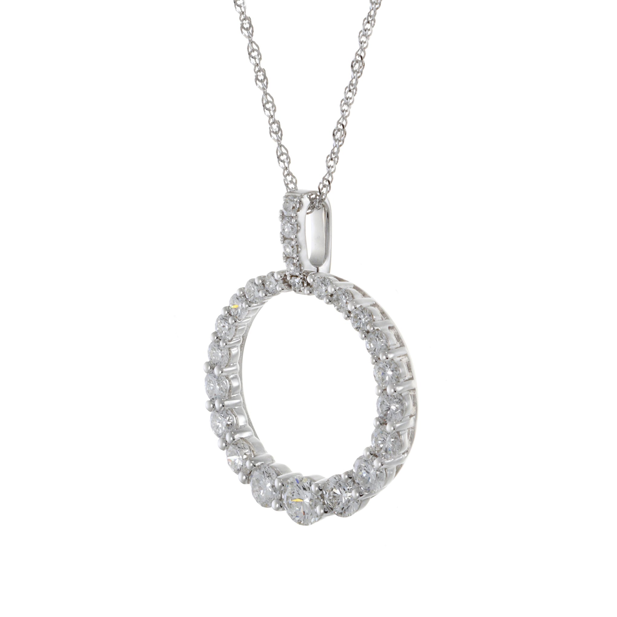 18KT White Gold Graduated Circle Diamond Pendant