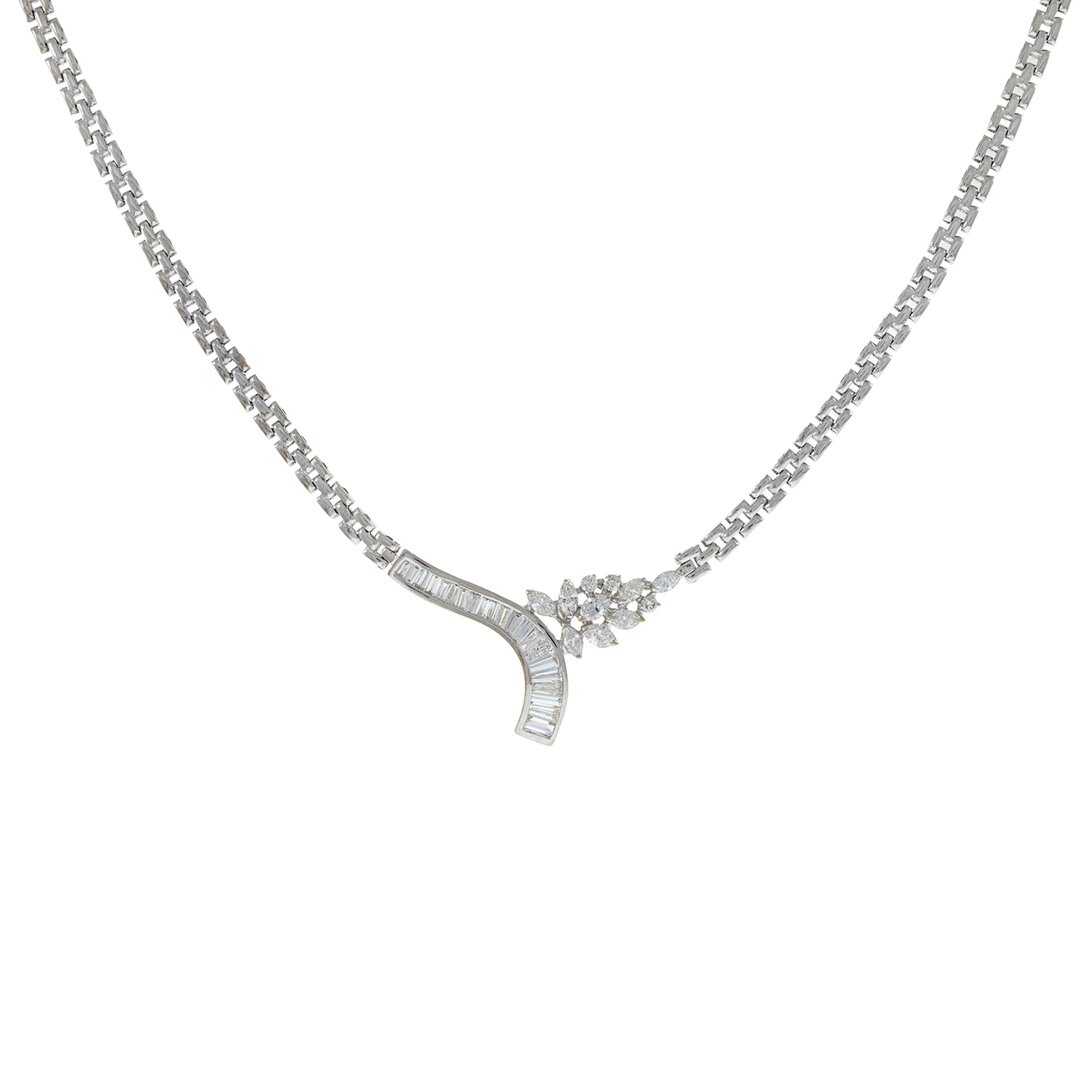 Estate Retro Era 14KT White Gold Diamond Necklace