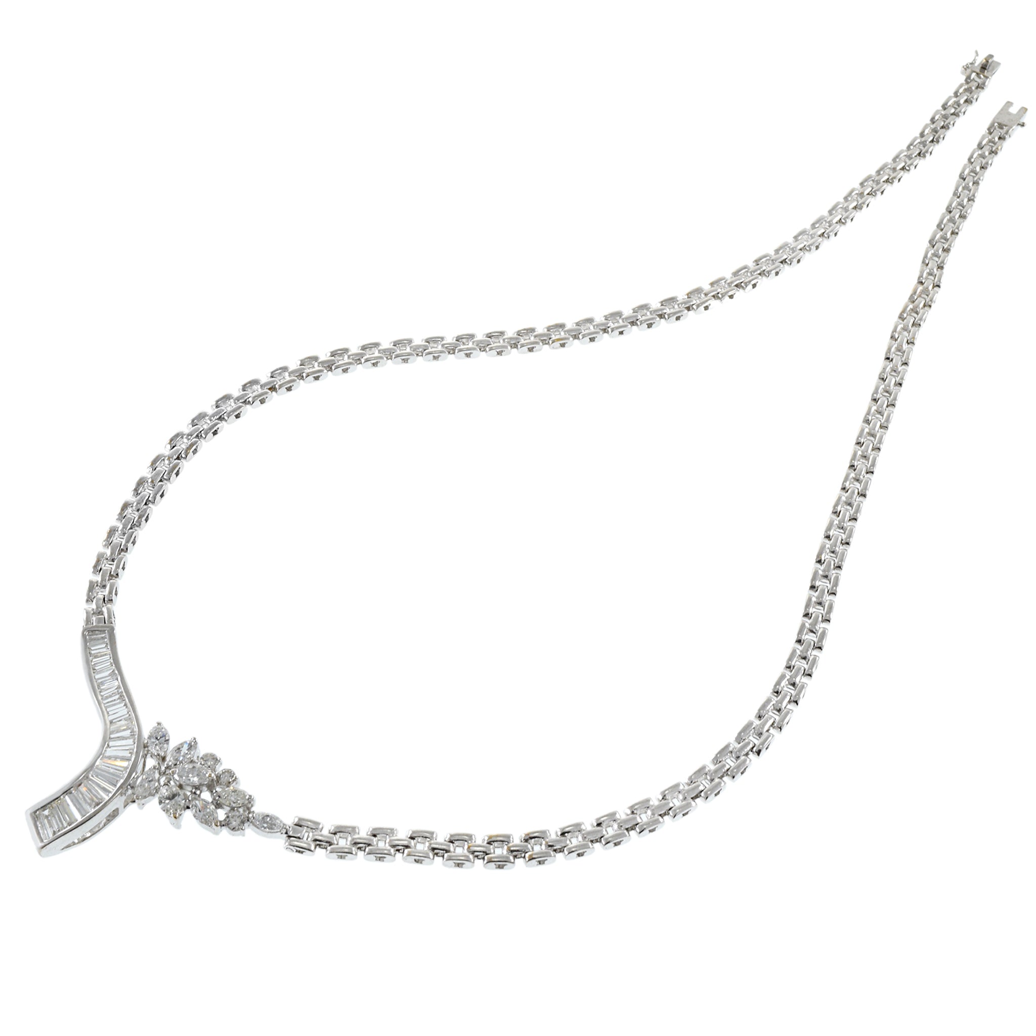 Estate Retro Era 14KT White Gold Diamond Necklace